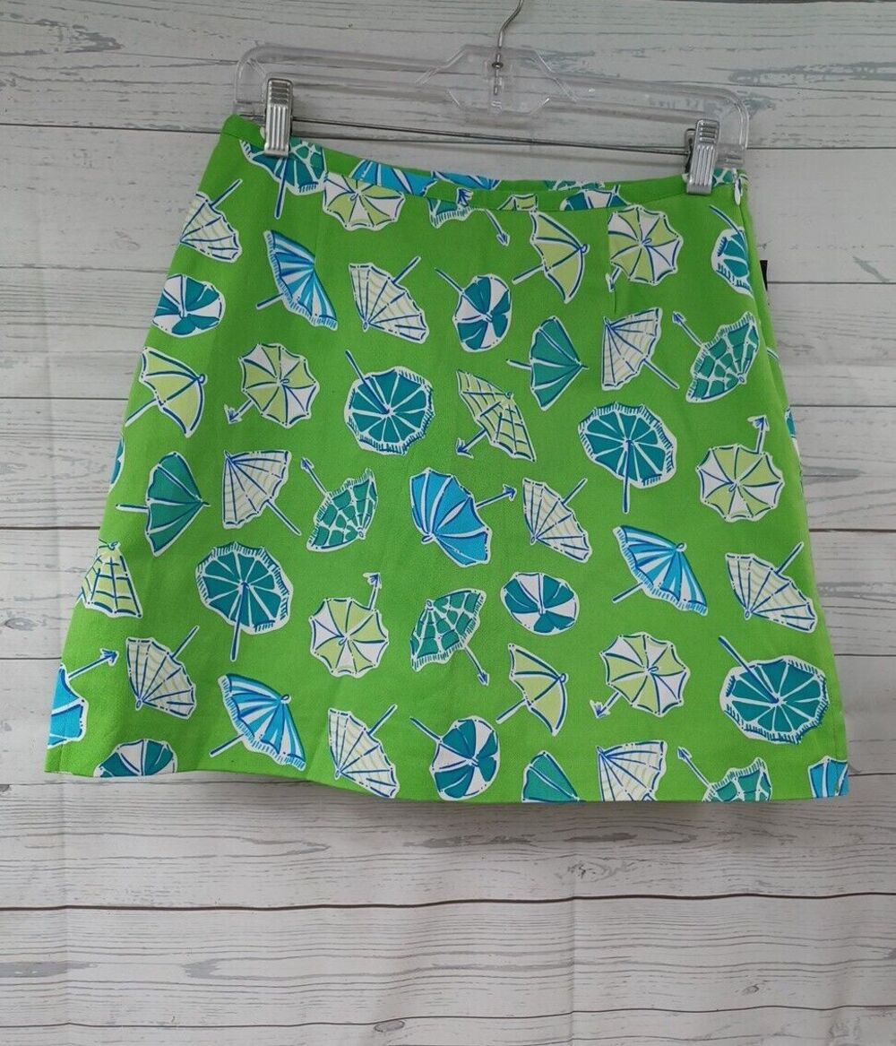 Briggs Novelty Print Umbrella Skorts Skirt Tennis High Waist Mini Sz 10 Green